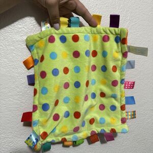 Taggies Green Lovey Baby Security Blanket Polka Dot Plush Tabs Sensory Toy 11"